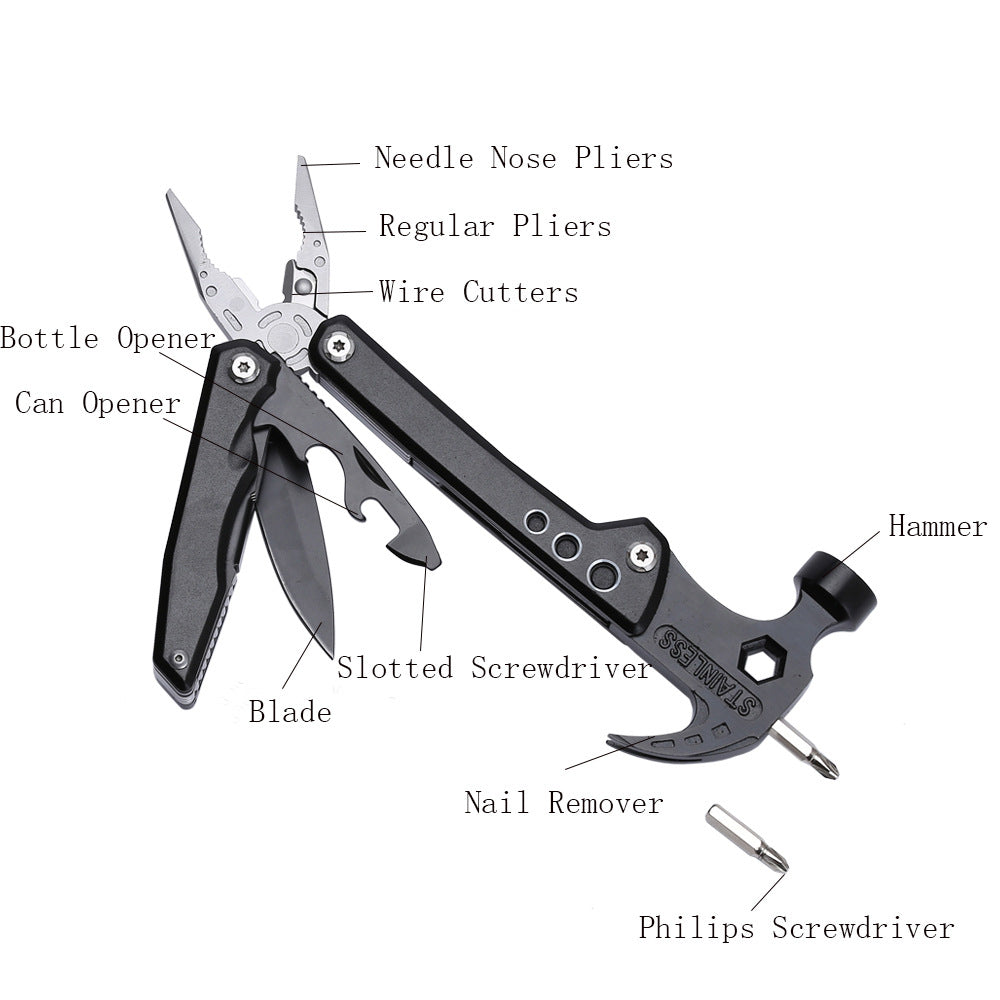 Multifunctional Stainless Steel Mini Screwdriver Plier Hammer